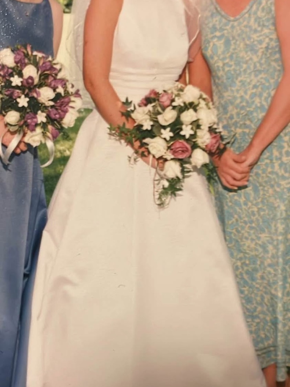 David's Bridal White Asymmetrical Wedding Dress